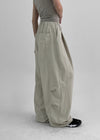Kewin Back Banding Wide Nylon Pants