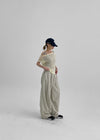 Kewin Back Banding Wide Nylon Pants