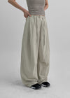 Kewin Back Banding Wide Nylon Pants
