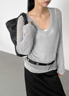 Coolaning Ribbed Rounded Square Sleeveless Top