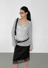 Coolaning Ribbed Rounded Square Sleeveless Top
