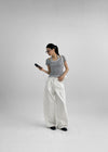 Holien Folding Snap Wide Cotton Pants