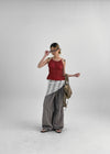 Tenma Summer Stripe Wide Banding Pants