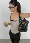 Coolaning Ribbed Rounded Square Sleeveless Top