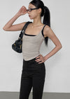 Coolaning Ribbed Rounded Square Sleeveless Top