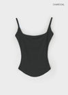 Coolaning Ribbed Rounded Square Sleeveless Top