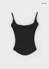 Coolaning Ribbed Rounded Square Sleeveless Top