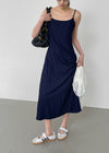 [MADE] Lapel Dot Sleeveless Long Dress