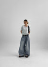 Muddly Seamline Wide Denim Pants