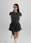 Benso Flare Ribbon Mini Dress