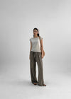 (UNISEX) Ofima Stripe Linen Wide Banding Pants