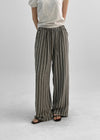 (UNISEX) Ofima Stripe Linen Wide Banding Pants