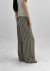 (UNISEX) Ofima Stripe Linen Wide Banding Pants