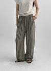 (UNISEX) Ofima Stripe Linen Wide Banding Pants