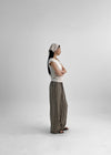 (UNISEX) Ofima Stripe Linen Wide Banding Pants