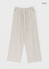 (UNISEX) Ofima Stripe Linen Wide Banding Pants