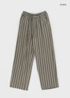 (UNISEX) Ofima Stripe Linen Wide Banding Pants