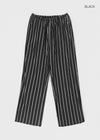 (UNISEX) Ofima Stripe Linen Wide Banding Pants