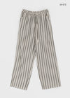 (UNISEX) Ofima Stripe Linen Wide Banding Pants