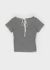 Anning Layered Stripe Halter Button Short Sleeve Tee