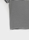 Anning Layered Stripe Halter Button Short Sleeve Tee