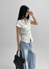 Bammi Embossed Stripe Short Sleeve Shirt