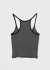 Luvpo Button Stripe Crop Halter Sleeveless Top (Built-in Bra)