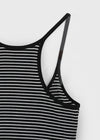 Luvpo Button Stripe Crop Halter Sleeveless Top (Built-in Bra)