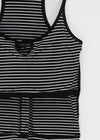 Luvpo Button Stripe Crop Halter Sleeveless Top (Built-in Bra)