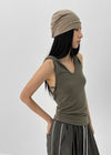 Mania Ribbon Backless Hooded Sleeveless Top
