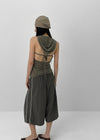 Mania Ribbon Backless Hooded Sleeveless Top