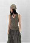 Mania Ribbon Backless Hooded Sleeveless Top