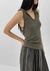 Mania Ribbon Backless Hooded Sleeveless Top