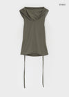 Mania Ribbon Backless Hooded Sleeveless Top