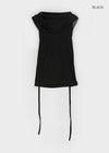 Mania Ribbon Backless Hooded Sleeveless Top