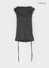 Mania Ribbon Backless Hooded Sleeveless Top