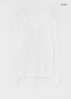 Dalang Loose Fit Henley Neck Knit Long Sleeve T-shirt