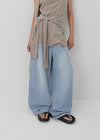 Byip Summer Banding Wide Denim Pants