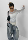 Mottin See-through Round Net Knit (30% Linen)