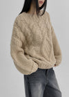 Lotuel loose fit cable knit wool 50%