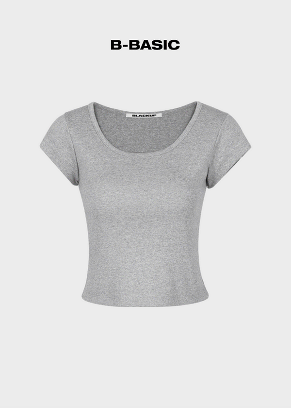 [B-BASIC] Cool Standard U-neck Crop Short Sleeve T-shirt (2SIZE)