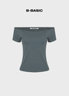 [B-BASIC] Standard Off-Shoulder Short Sleeve T-Shirt 2SIZE