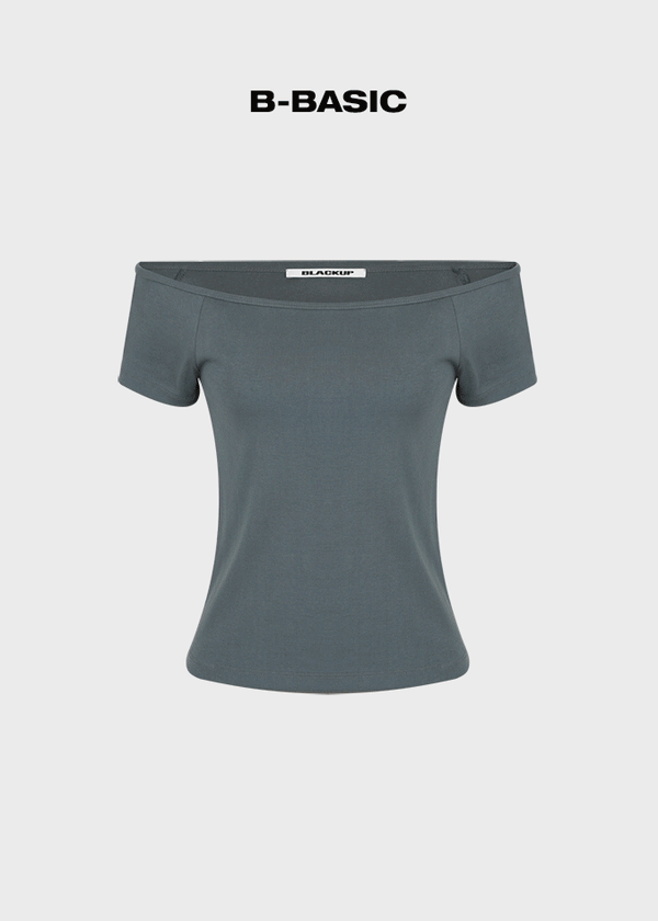 [B-BASIC] Standard Off-Shoulder Short Sleeve T-Shirt 2SIZE