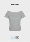 [B-BASIC] เสื้อยืดแขนสั้นคอเรือเย็นที่ซักได้ ขนาด 2