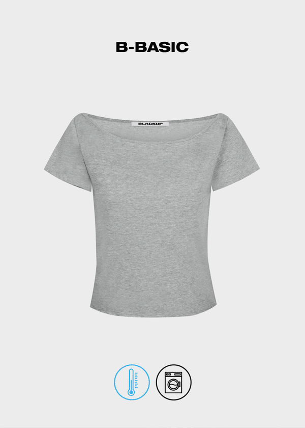 [B-BASIC] เสื้อยืดแขนสั้นคอเรือเย็นที่ซักได้ ขนาด 2