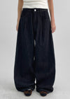 Common Raw Pintuck Wide Denim Pants