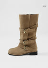 Botas Medias de Suede Plegables Gruntz Buckle