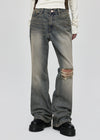 Quần jeans semi bootcut Huto hư hại