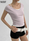 [MADE] Lensha V-Neck Cap Short Sleeve T-shirt