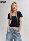 [MADE] Susan U-Neck Crop Short Sleeve Tee